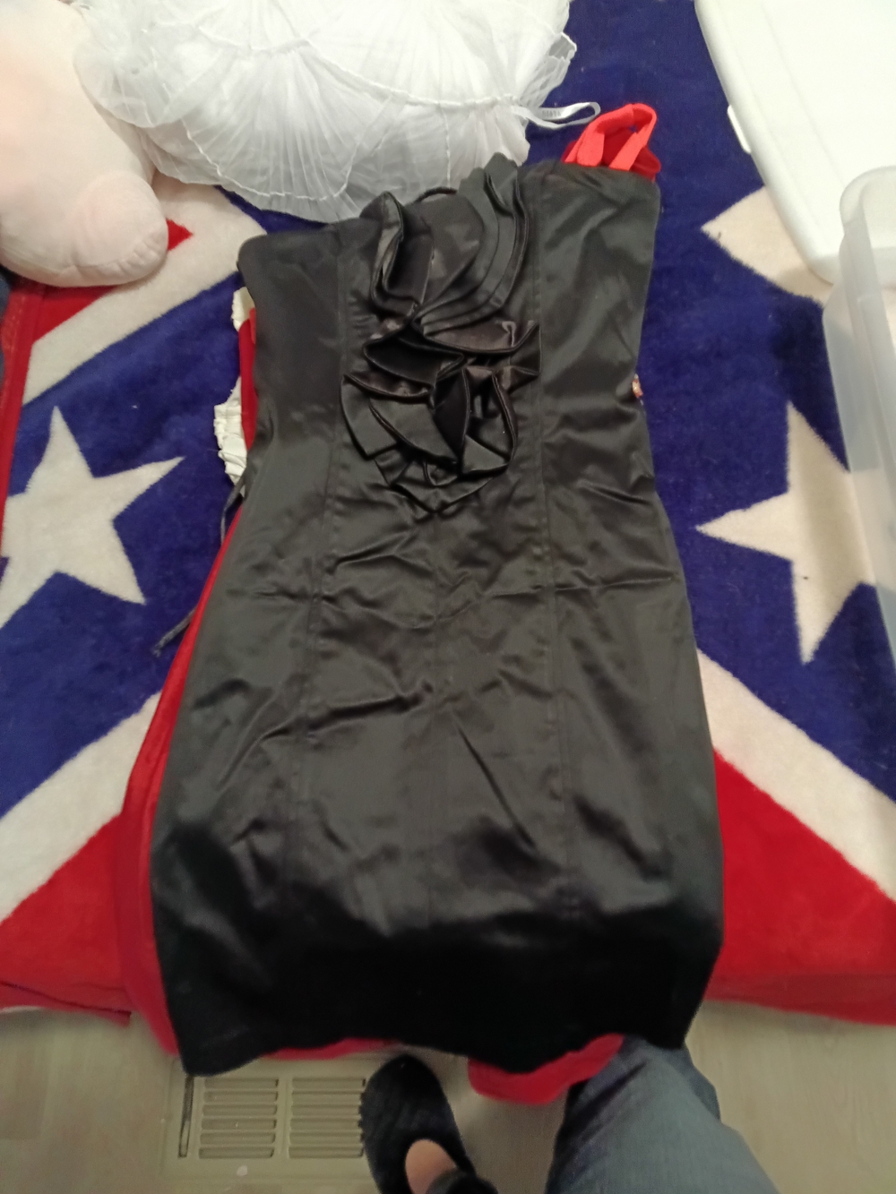 2B Bebe Black Mini Dress with Red Accents
